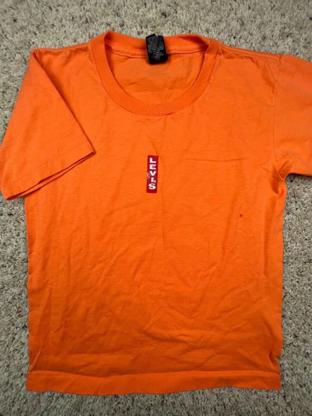 VTG Levis Orange Everything Basic Evolves Tee Shirt Size Med USA Cotton Loose